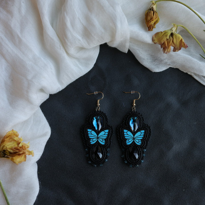 Beth Rose Designs Blue Butterfly Gem Drop Earrings