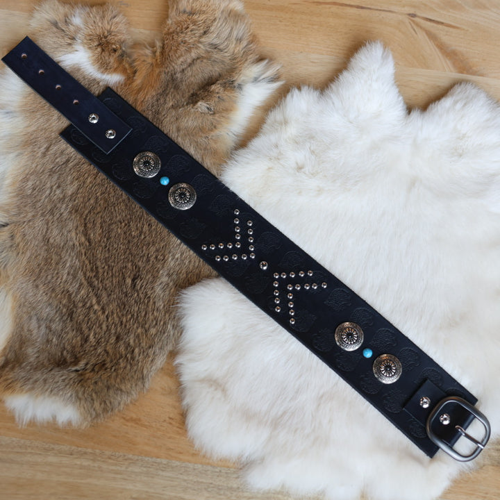 Iskotew Pahkekin Children's 21" Eagle Stamped Leather Belt