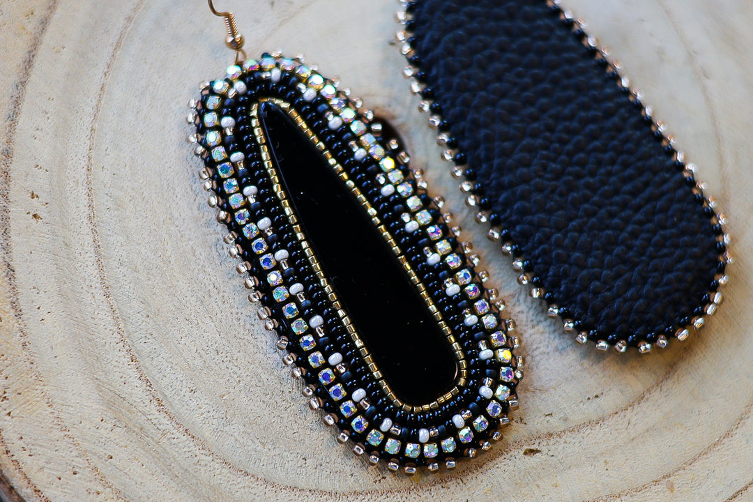 Nikki P. Black Oblong Drop Earrings