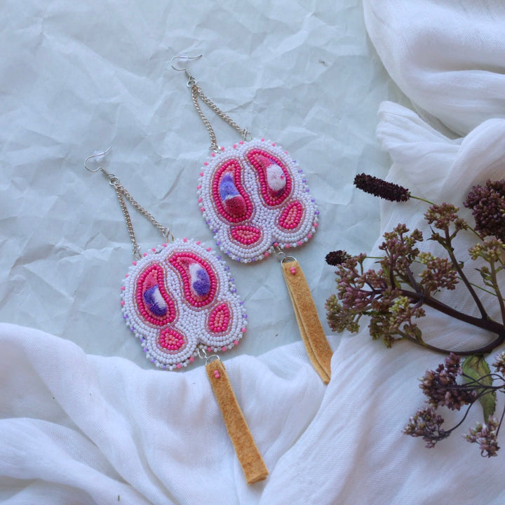 Deneyounen Designs Caribou Tracks Bead and Tufted Earrings