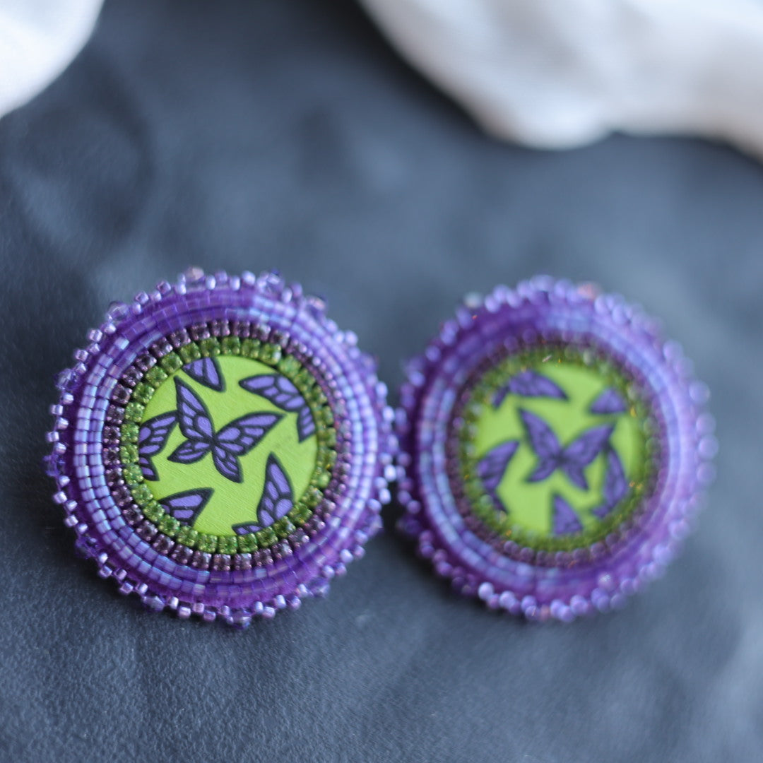 Beth Rose Designs Purple & Green Painted Butterfly Earrings