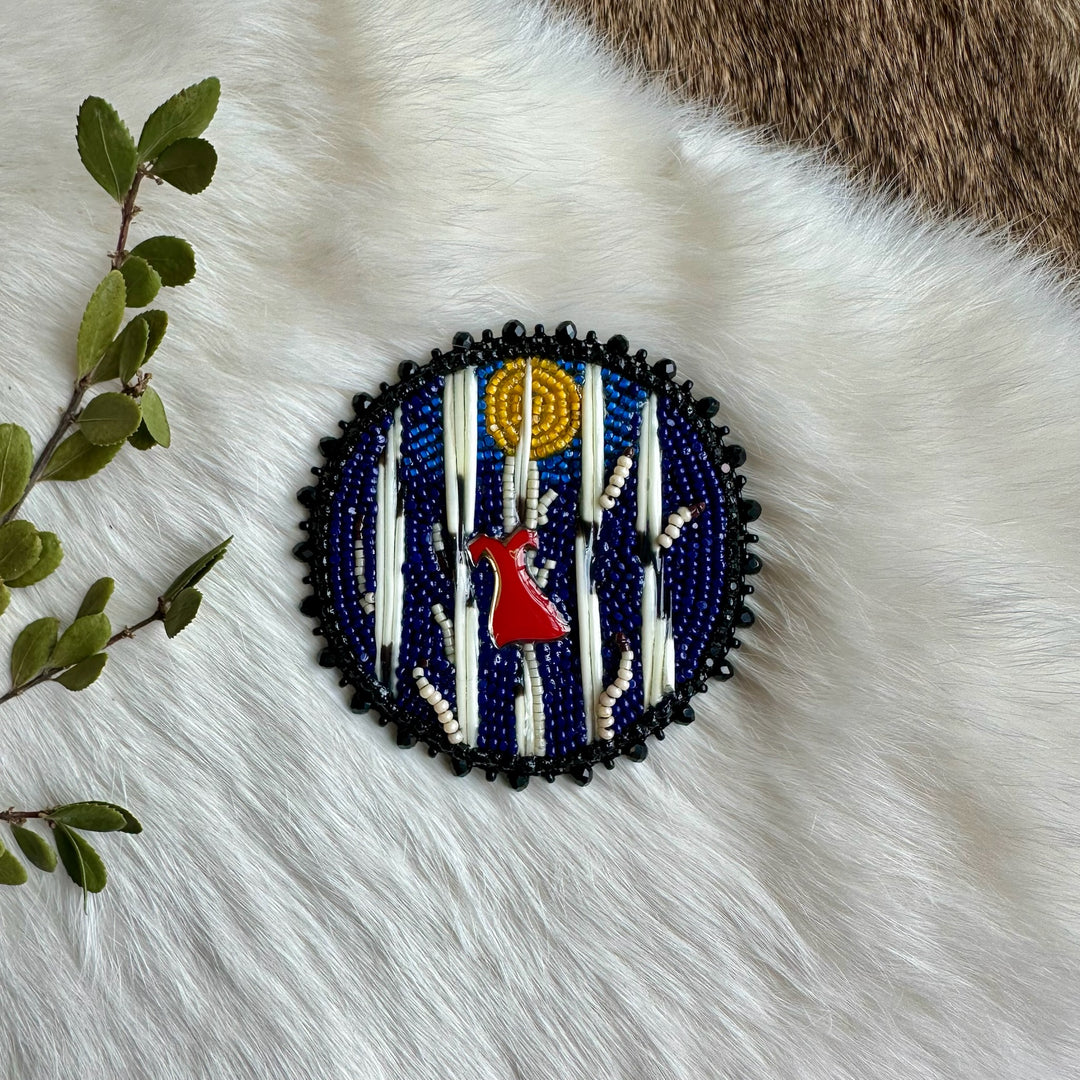 Mercedes G. Red Dress Quill Pin