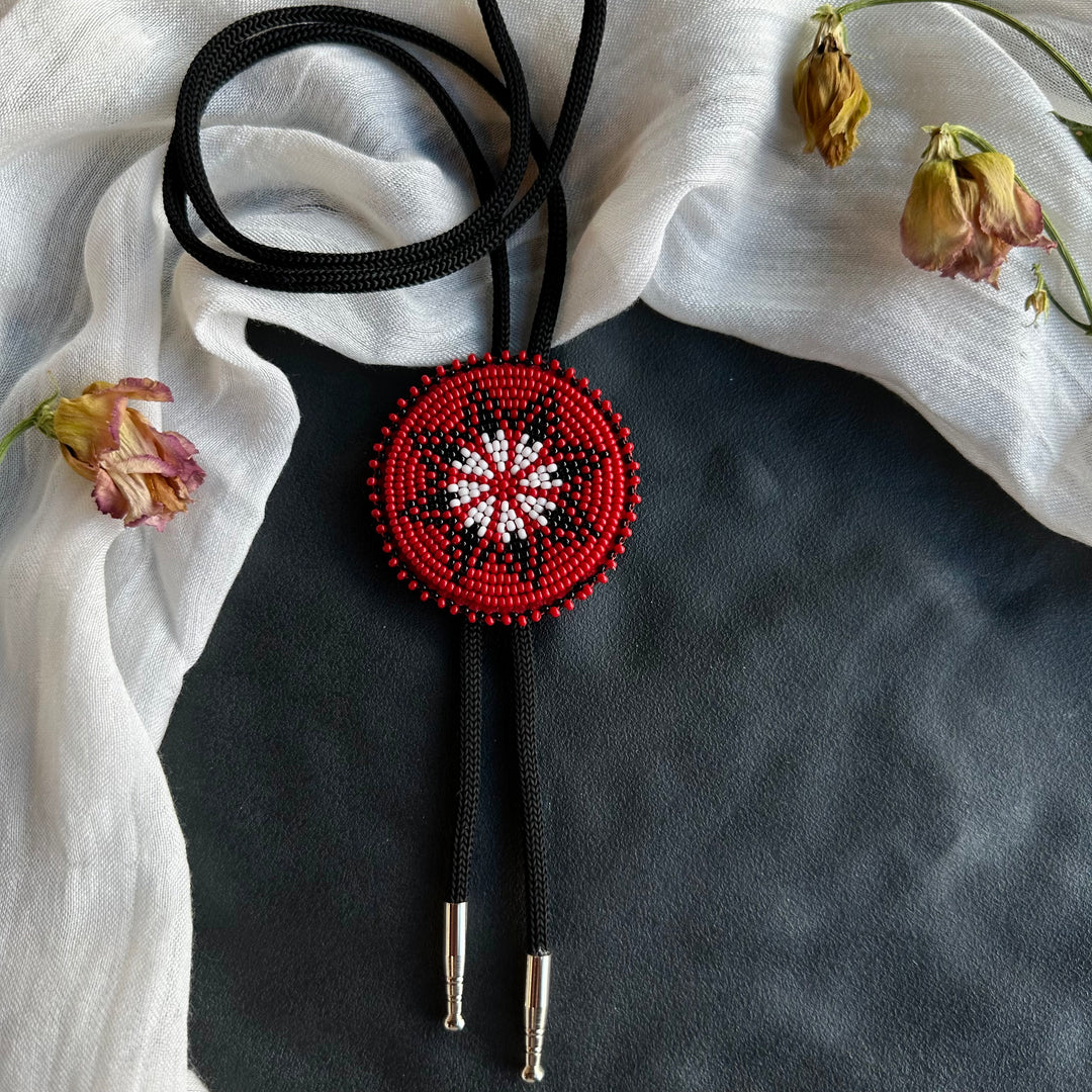 Beth Rose Designs Beaded Feather Bolo Tie