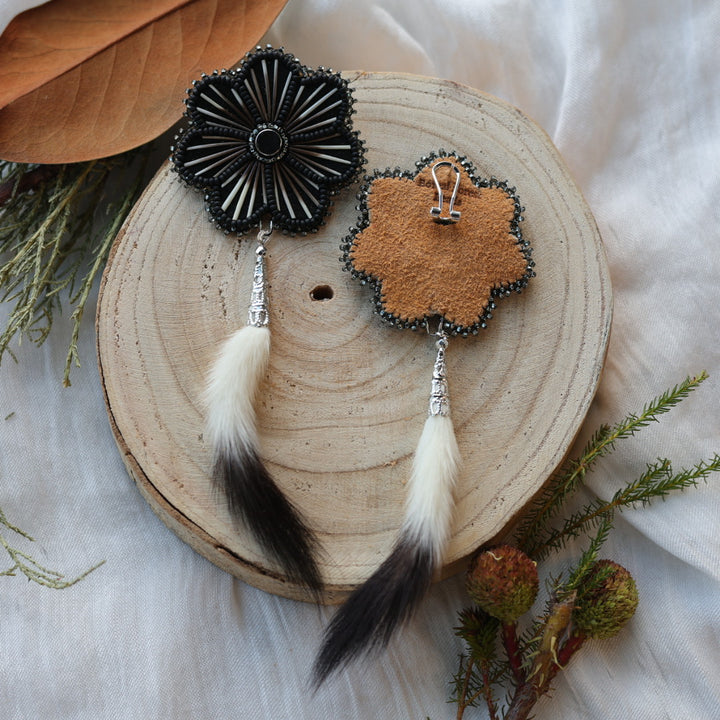 Boreal Forest Beads Floral Ermine Earrings