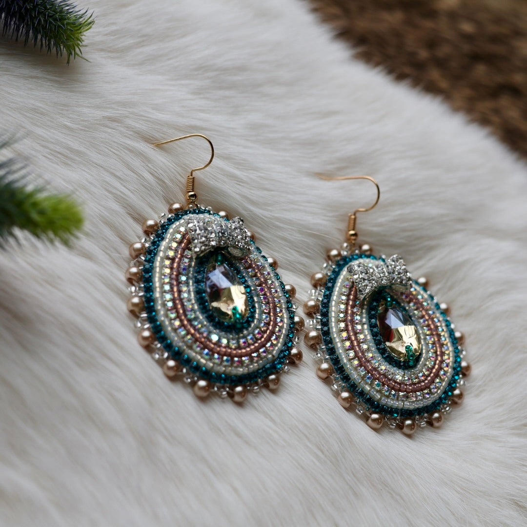 Mercedes G. Teardrop Charm Beaded Earrings