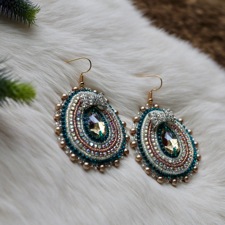 Mercedes G. Teardrop Charm Beaded Earrings