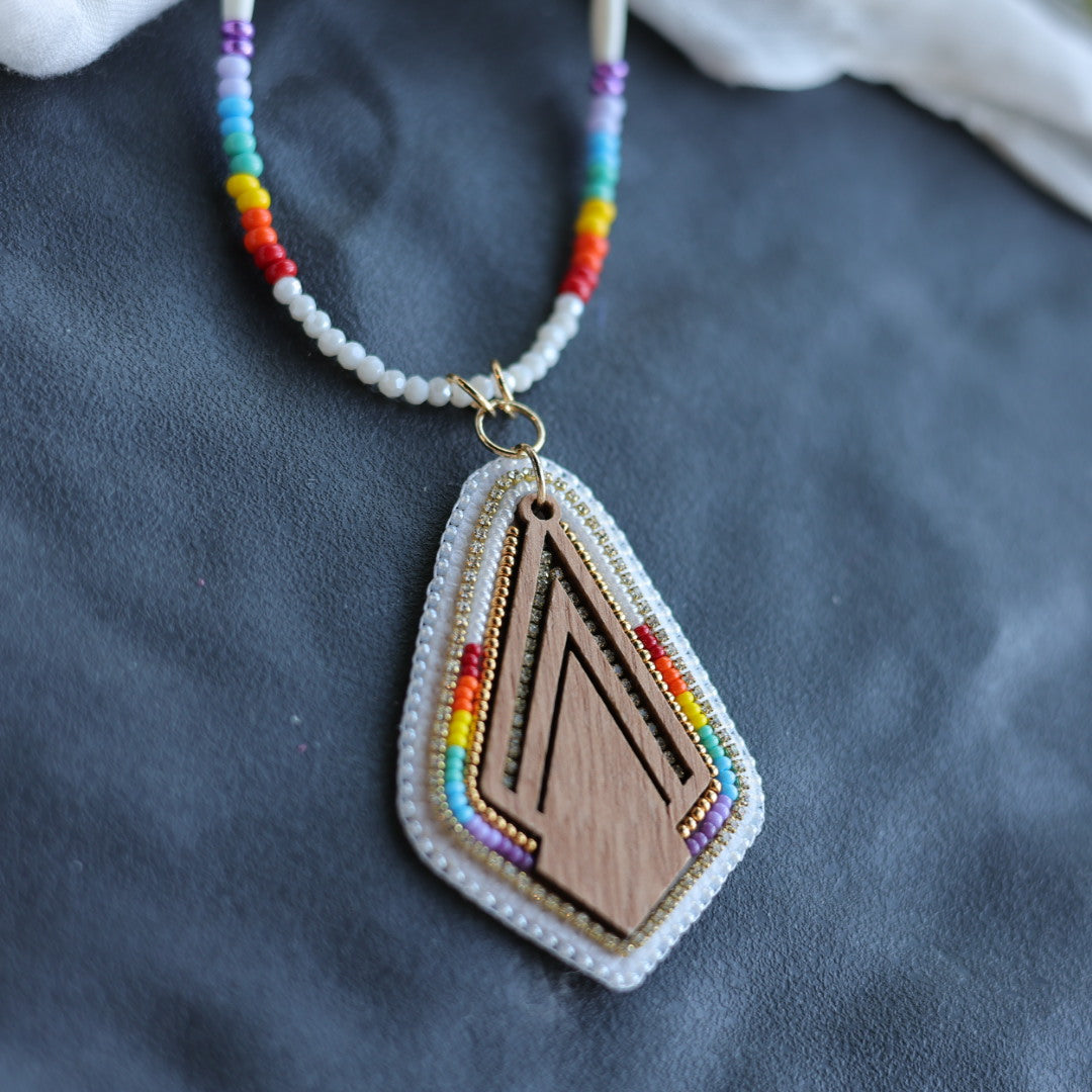 Beth Rose Designs Rainbow Wood Drop Necklace & Earring Set