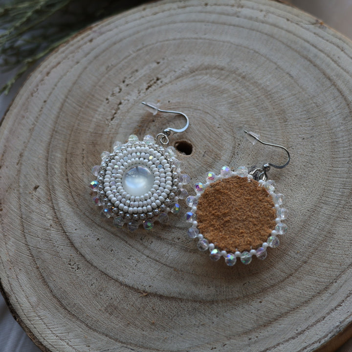 Boreal Forest Beads Pearlescent Round Beaded Earrings