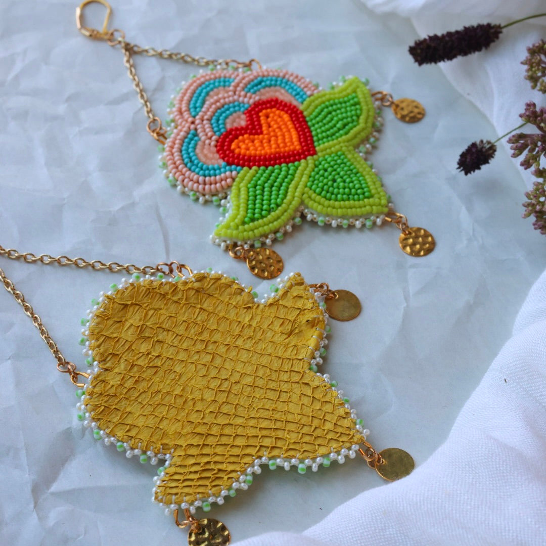 Deneyounen Designs Floral Statement Beaded Earrings