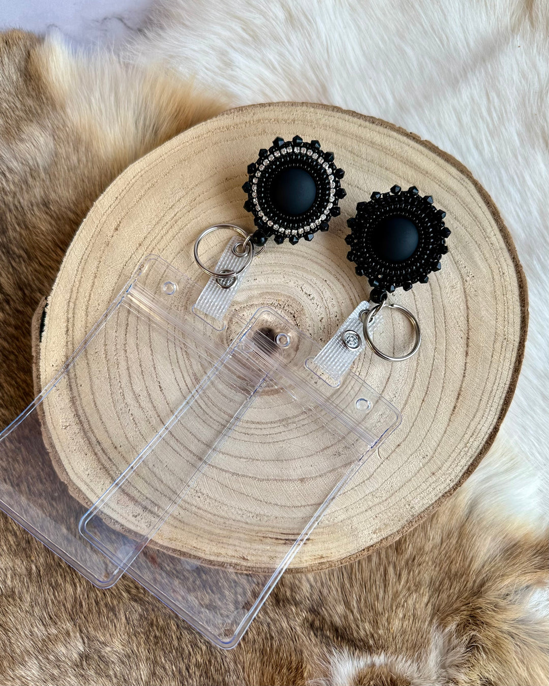 One Fire Beads Black Beaded Badge Reels