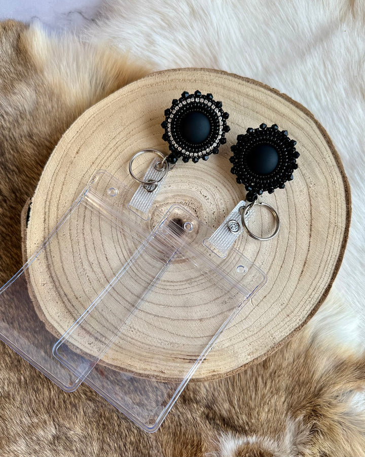 One Fire Beads Black Beaded Badge Reels