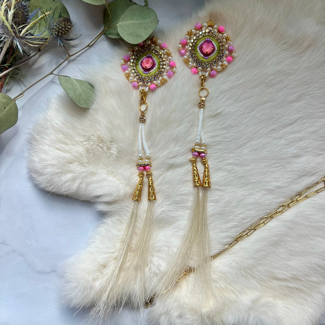 Kristina Cardinal Chartreuse Convertible Horse Hair Earrings