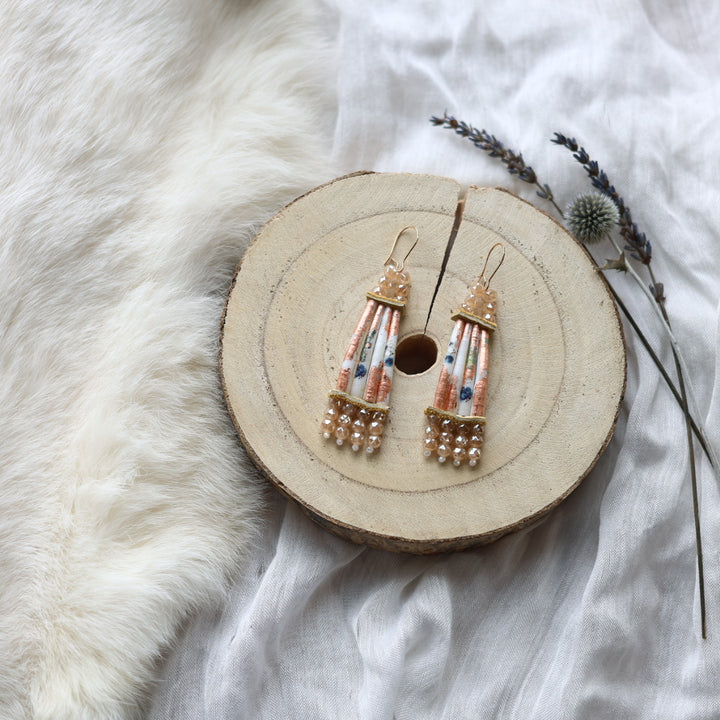 Janet L. Stacked Dentalium Earrings