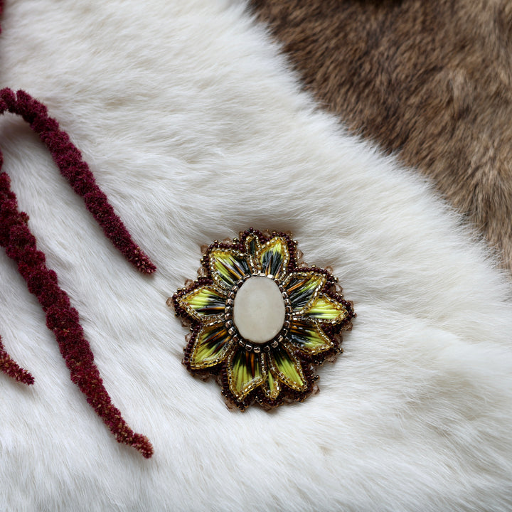 Mercedes G. Quill Sunflower Brooch