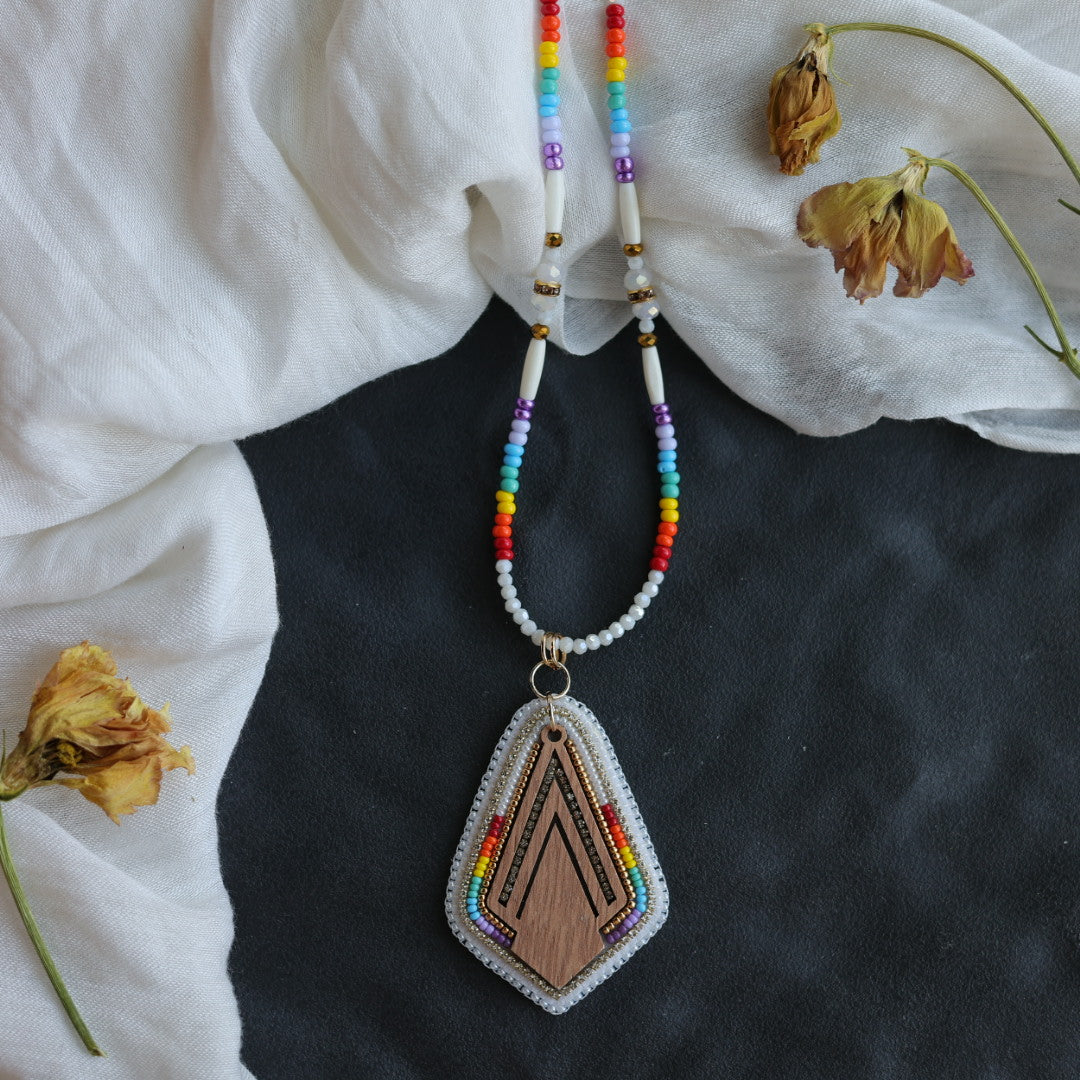 Beth Rose Designs Rainbow Wood Drop Necklace & Earring Set