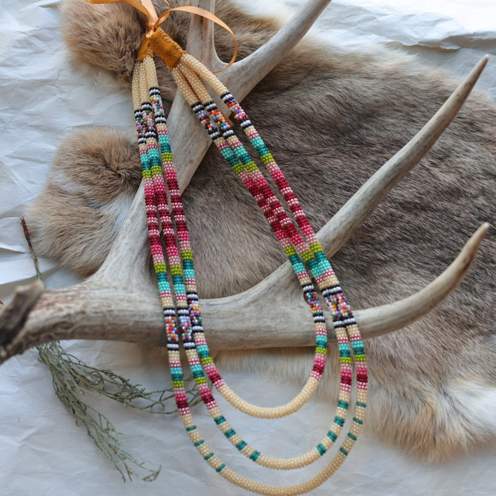 Keegan W. Triple Wrap Necklace & Bright Floral Earrings