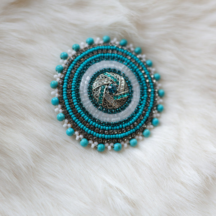 Mercedes G. Teal Abstract Pin