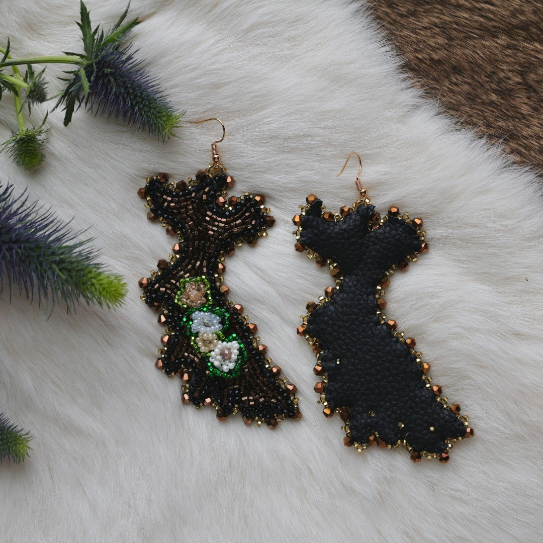 Mercedes G. Floral Moose Antler Beaded Earrings