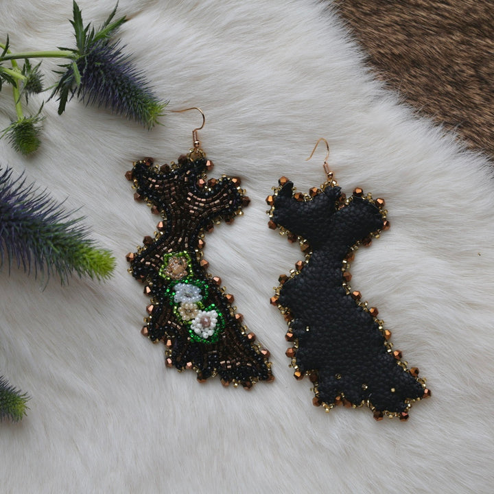 Mercedes G. Floral Moose Antler Beaded Earrings