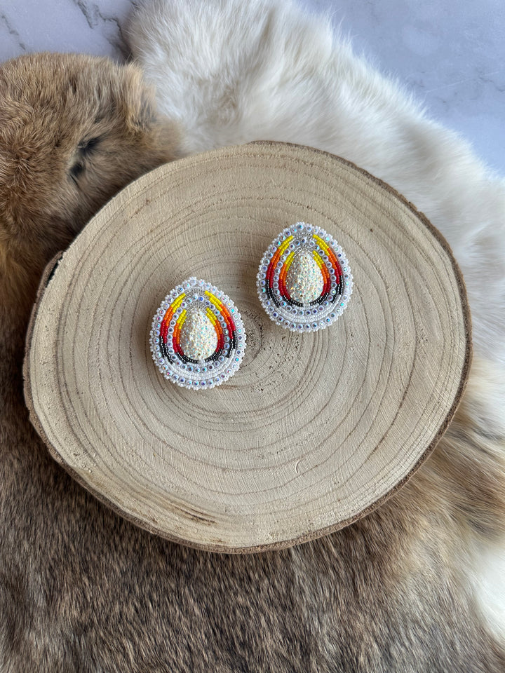 Four Directions Sunset Teardrop Beaded Earrings