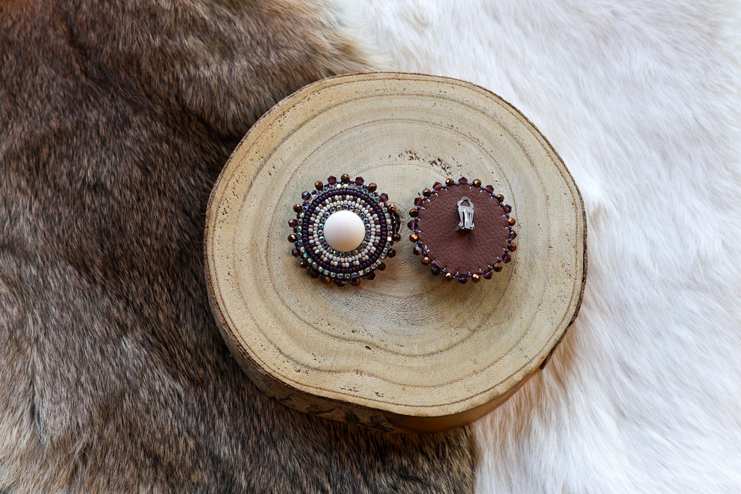 Nikki P. Round Brown Clip-on Earrings