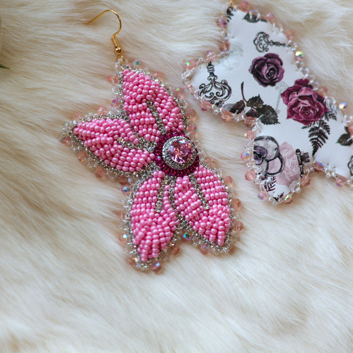 Mercedes G. Bubblegum Raised Half Floral Earrings Large