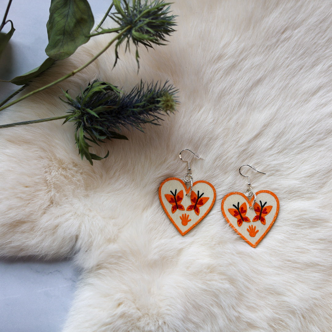 Kristina Cardinal Painted Heart Earrings