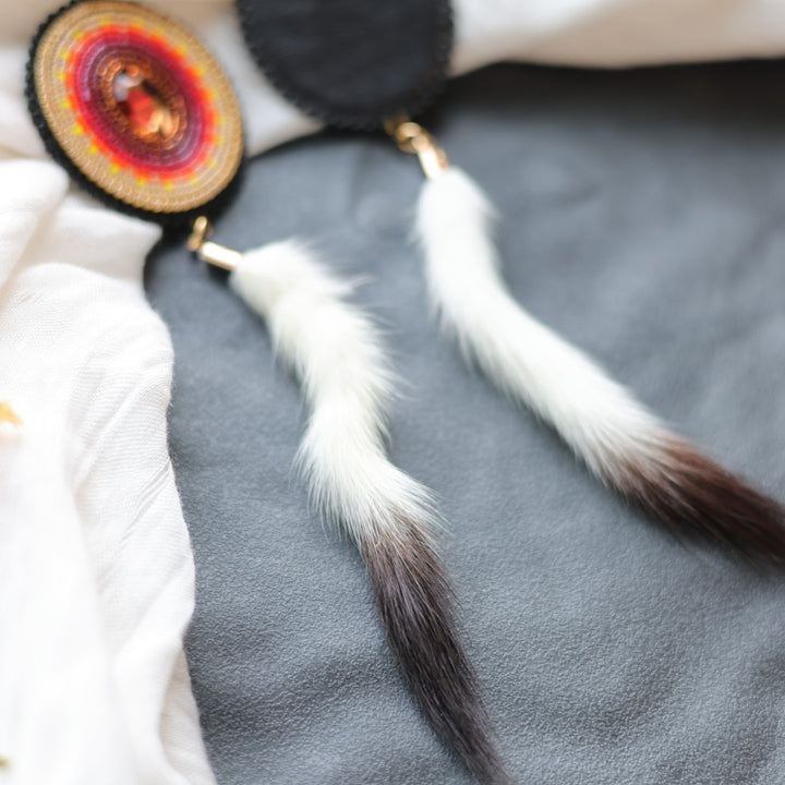 Beth Rose Designs Beaded Fire Colour & Ermine Tail Earrings