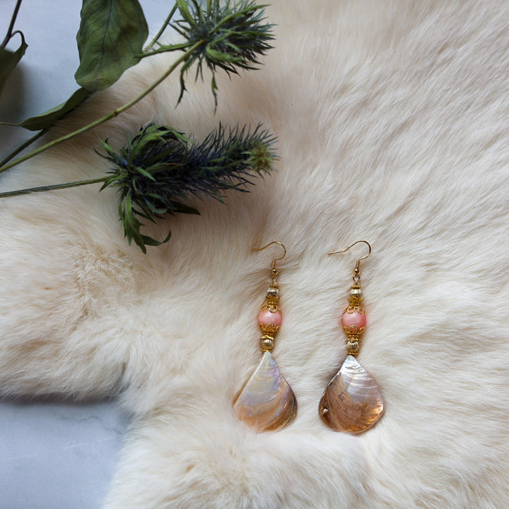 Kristina Cardinal Mother of Pearl Shell Drop Earrings