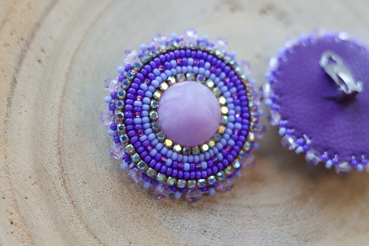 Nikki P. Round Purple Clip-on Earrings