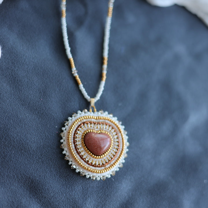 Beth Rose Designs Goldstone Heart Necklace & Earring Set