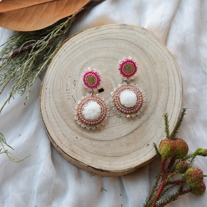 Boreal Forest Beads Tiered Tufted Earrings