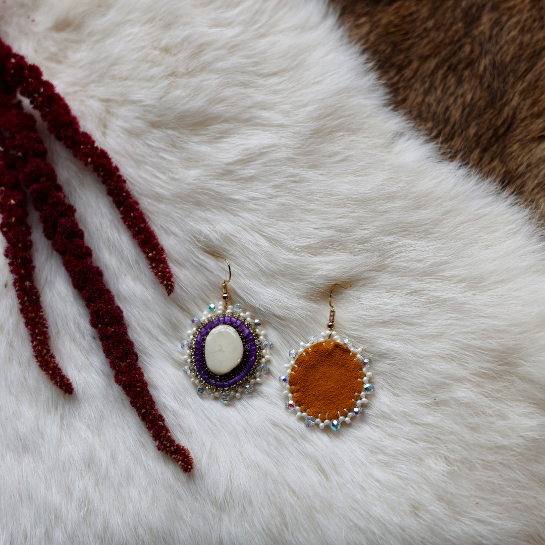 Mercedes G. Dainty Purple Antler Earrings