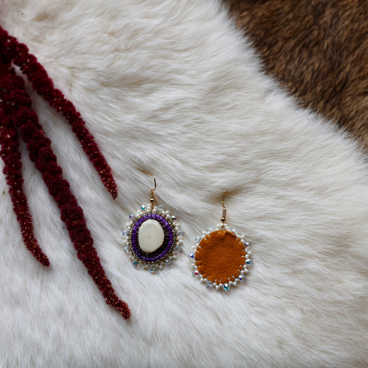 Mercedes G. Dainty Purple Antler Earrings