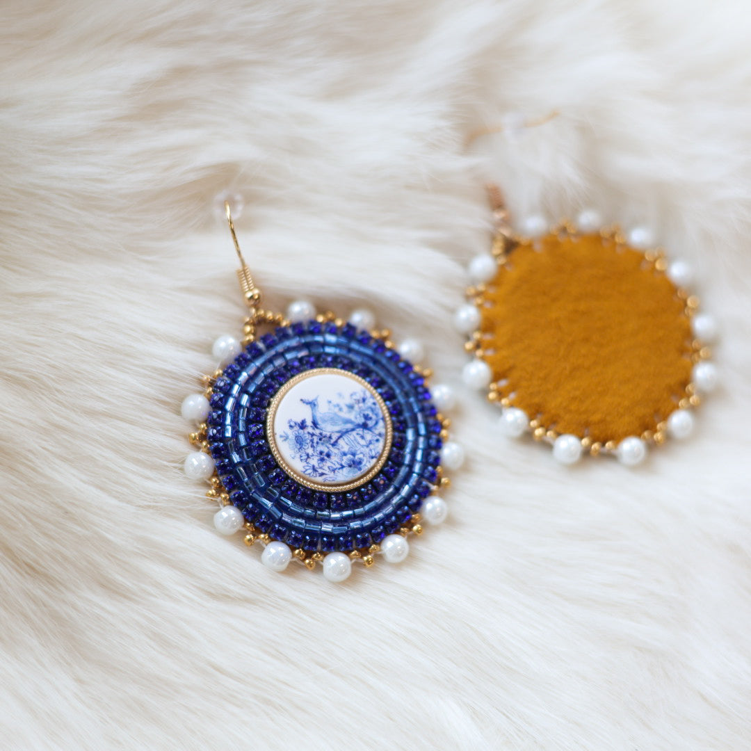 Mercedes G. Blue Porcelain Drop Earrings