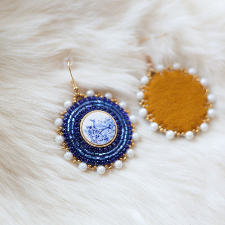 Mercedes G. Blue Porcelain Drop Earrings