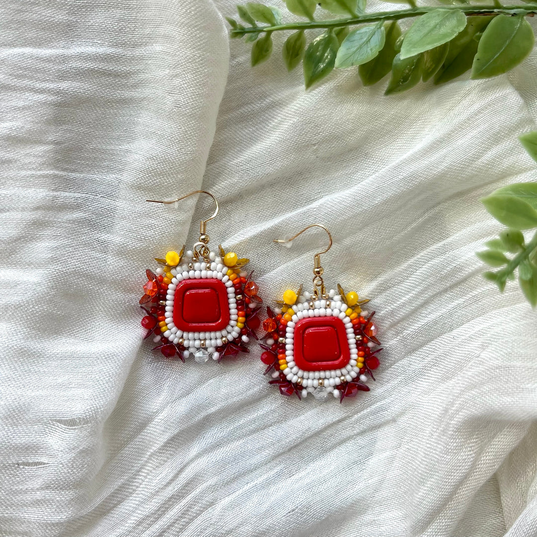 Prairie Beads Medium Fire Beaded Earrings