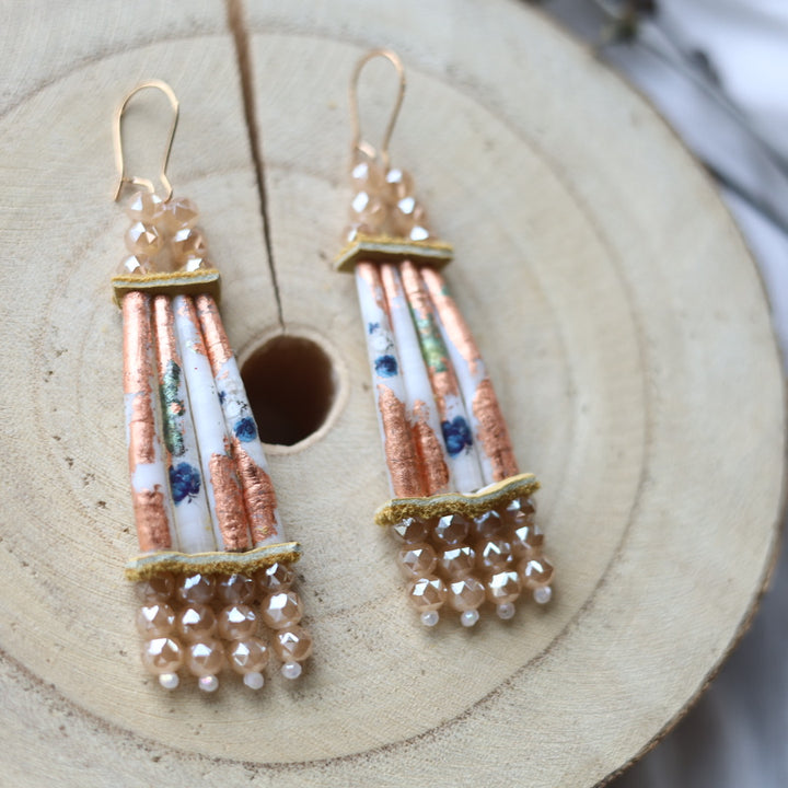 Janet L. Stacked Dentalium Earrings