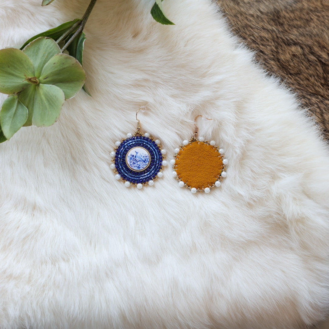 Mercedes G. Blue Porcelain Drop Earrings