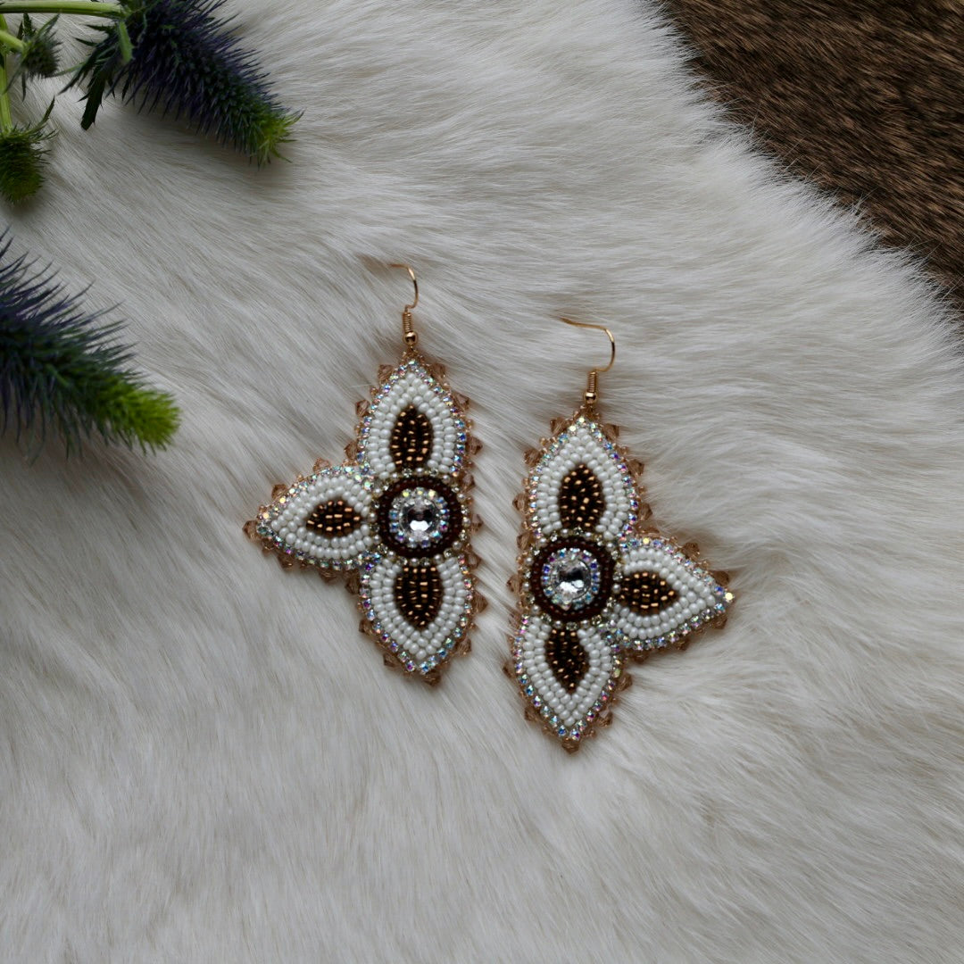 Mercedes G. Moody Neutral Half Floral Earrings