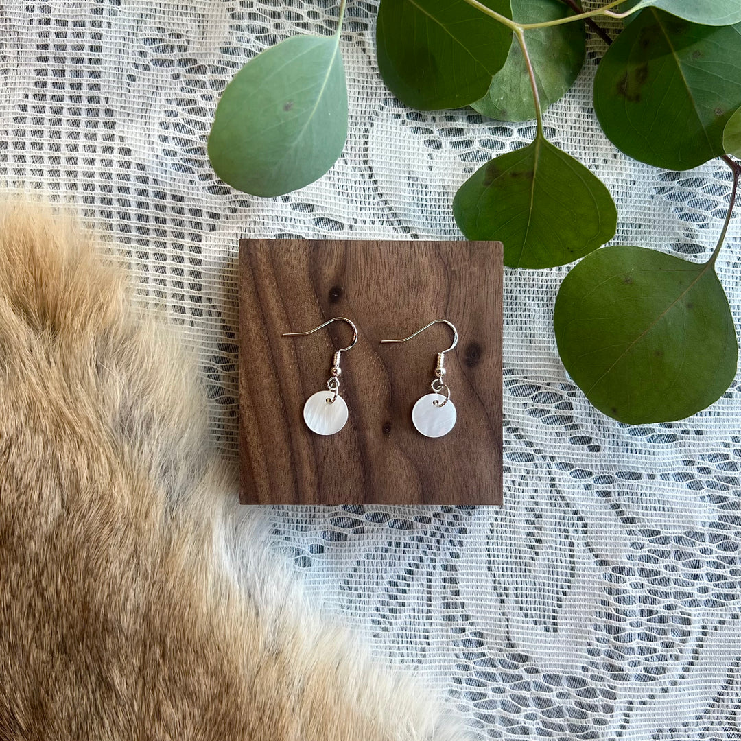 Prairie Sage Beadwork Petite Mother of Pearl Drop Earrings