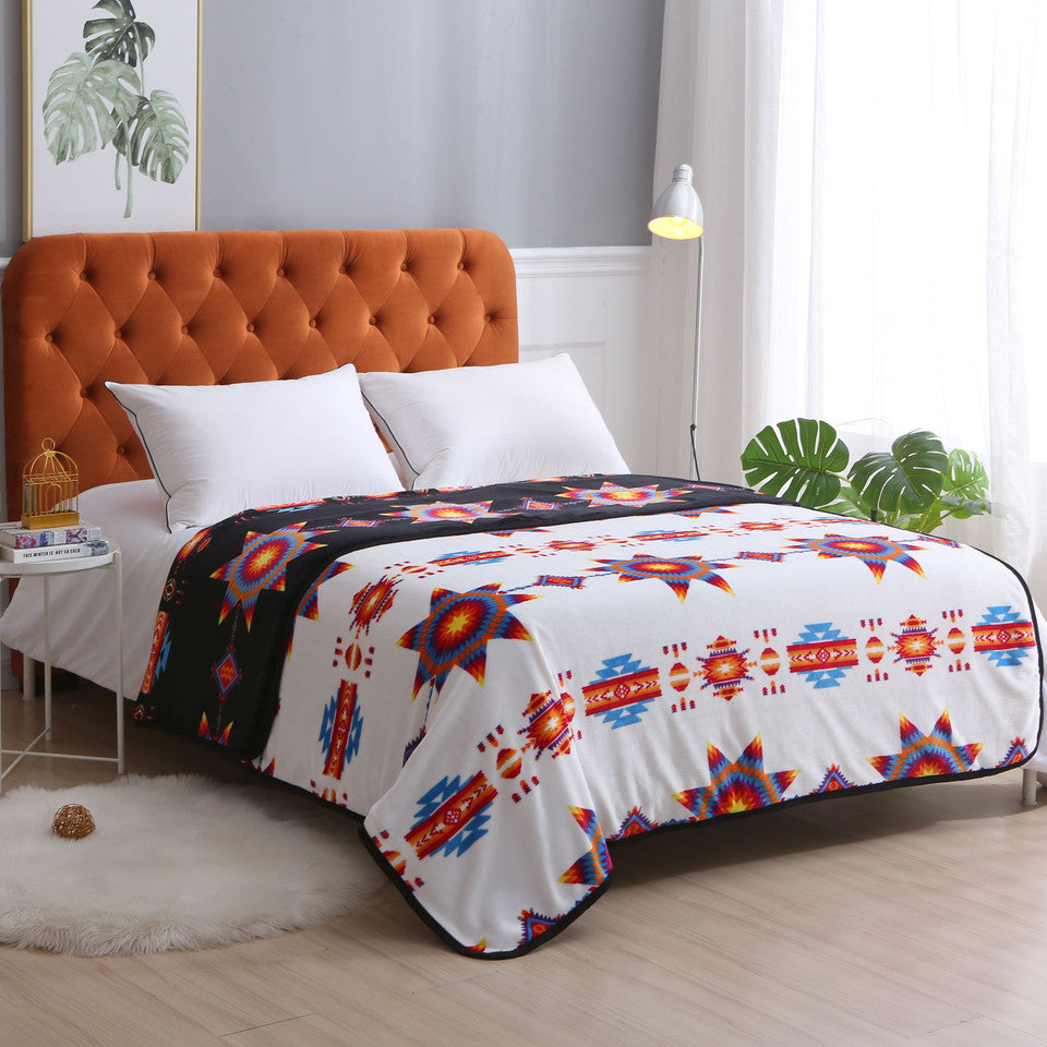 Nu Trendz White Starburst Silk Touch Queen Blanket