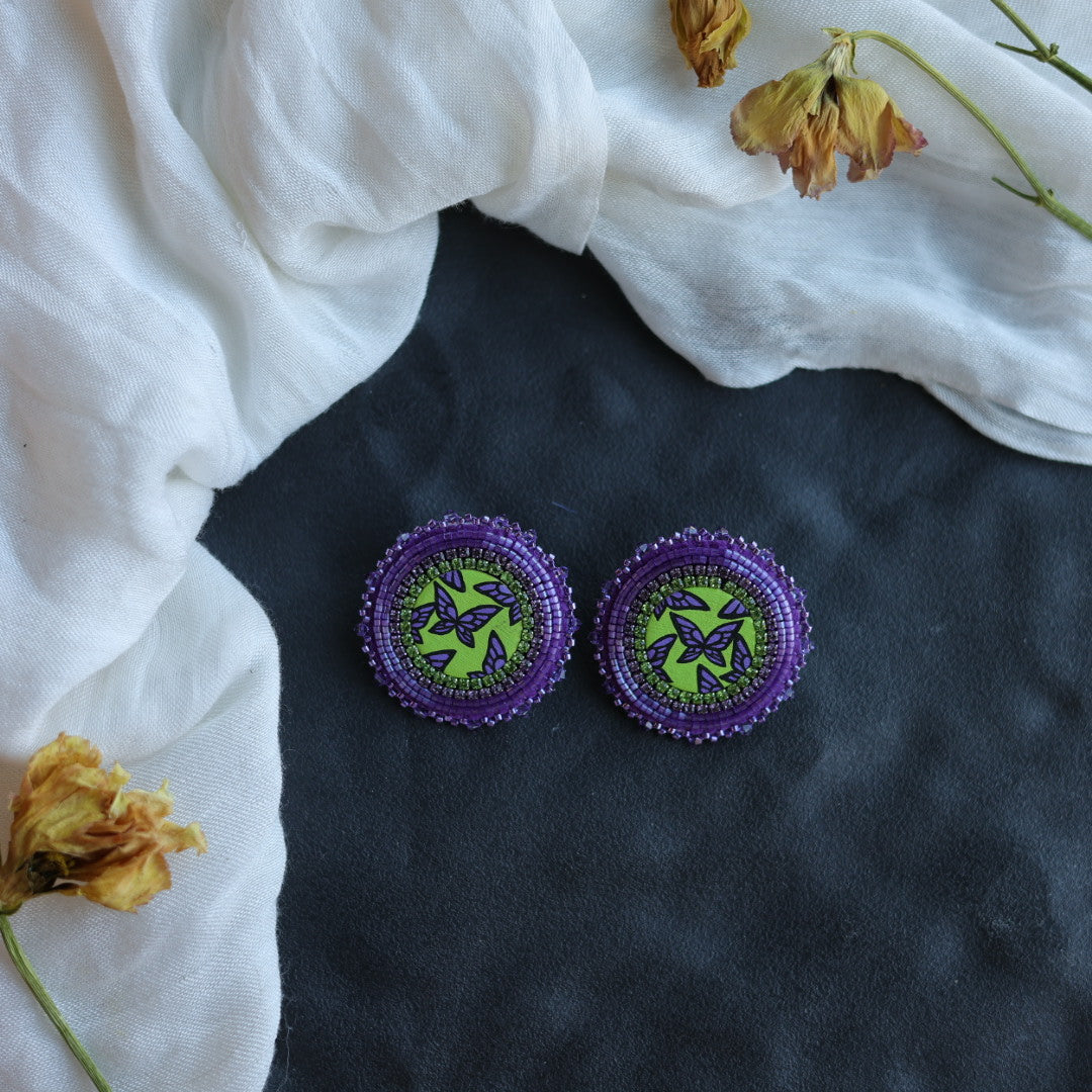 Beth Rose Designs Purple & Green Painted Butterfly Earrings