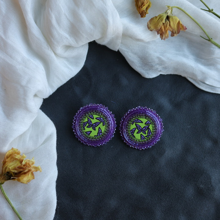 Beth Rose Designs Purple & Green Painted Butterfly Earrings