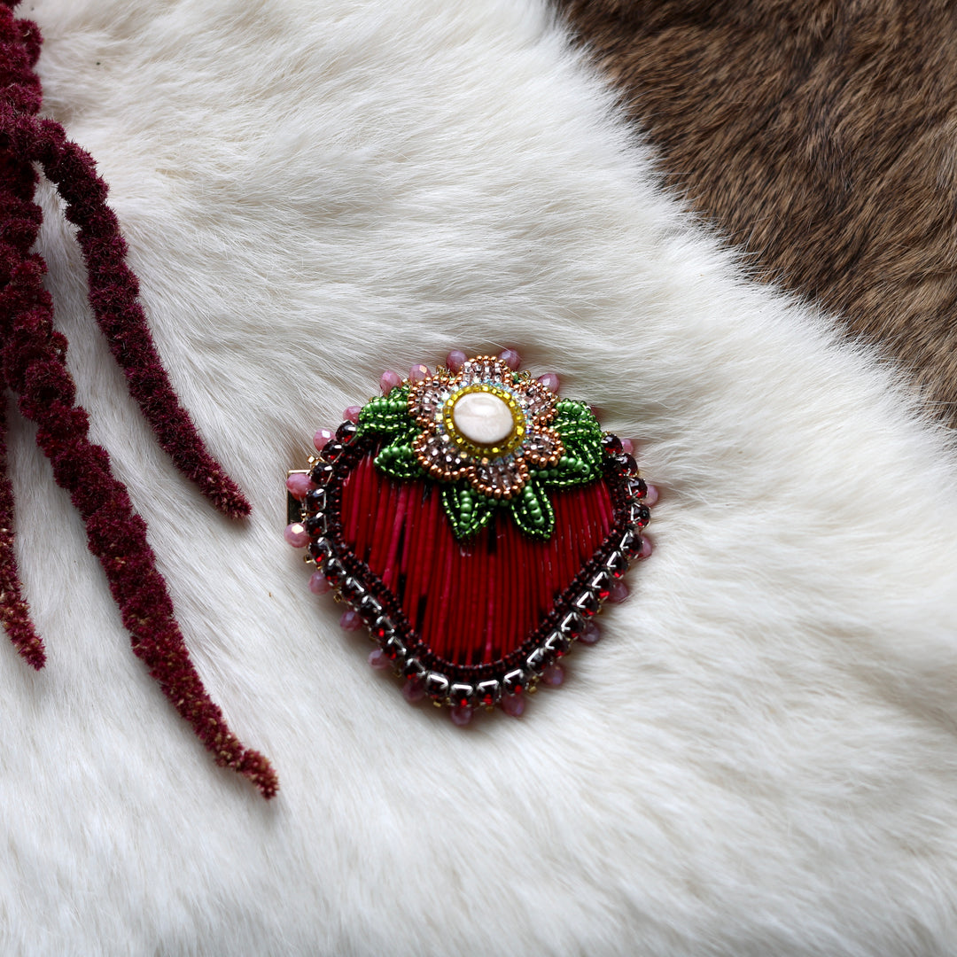 Mercedes G. Strawberry Beaded Hair Clip