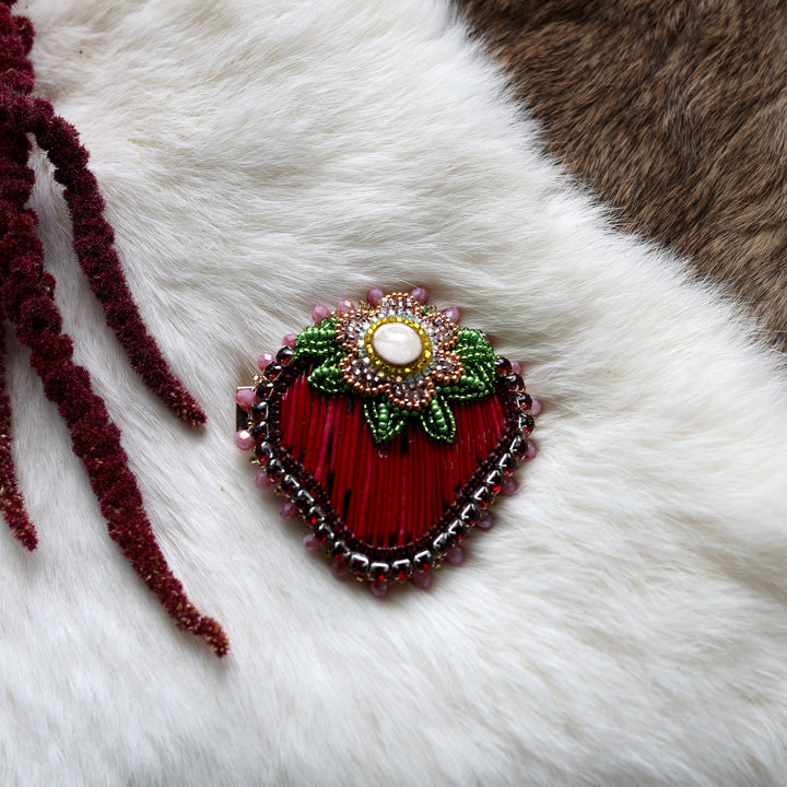 Mercedes G. Strawberry Beaded Hair Clip