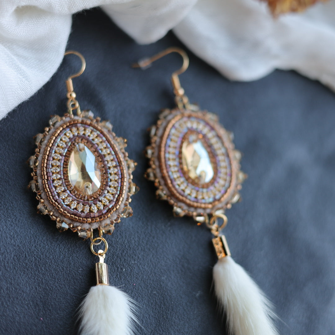 Beth Rose Designs Beaded Teardrop & Ermine Tail Earrings