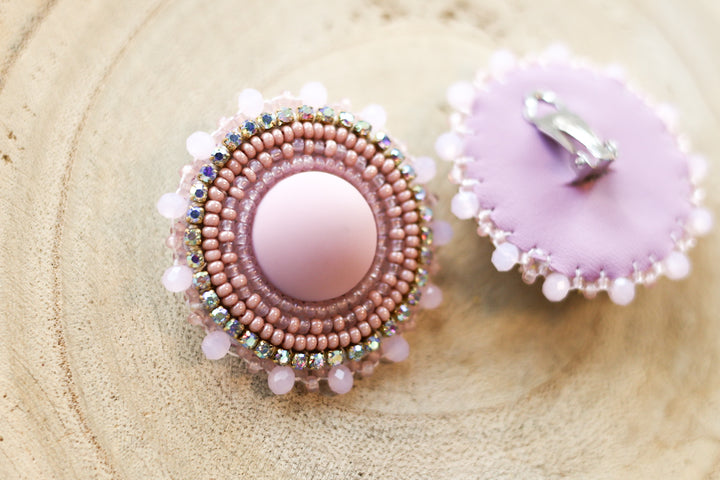 Nikki P. Round Pink Clip-on Earrings