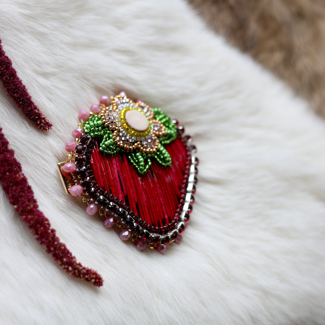 Mercedes G. Strawberry Beaded Hair Clip