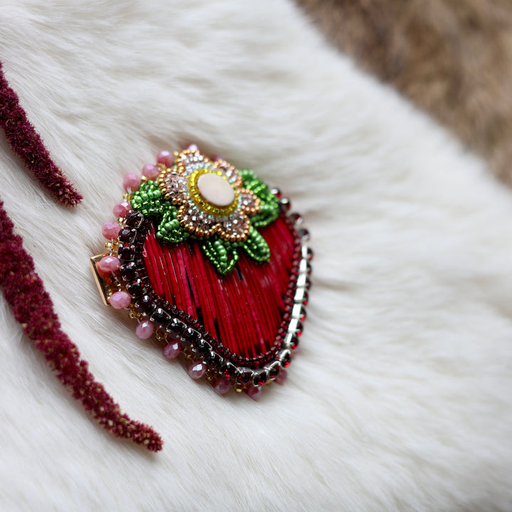 Mercedes G. Strawberry Beaded Hair Clip